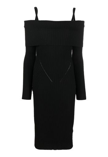 ANDREĀDAMO off-shoulder ribbed knit dress - Nero