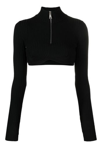 ANDREĀDAMO cropped half-zip fastening top - Nero