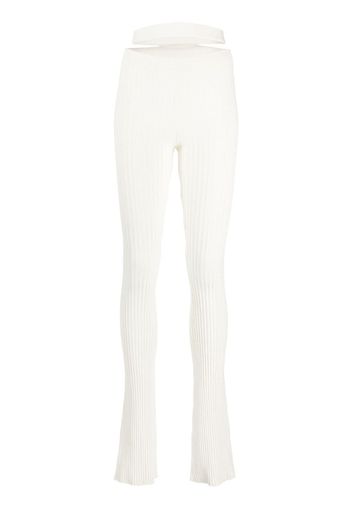 ANDREĀDAMO cut-out waist ribbed trousers - Bianco