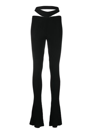 ANDREĀDAMO cut-out ribbed-knit trousers - Nero