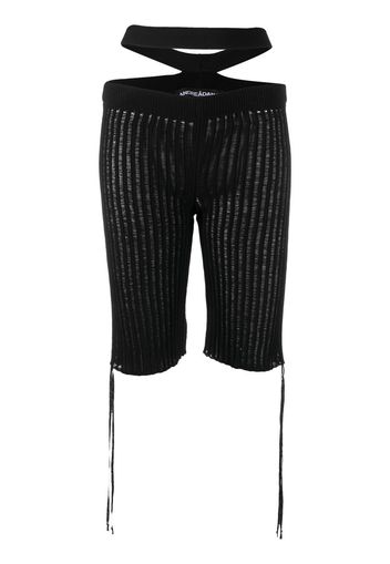 ANDREĀDAMO ribbed-knit cut-out shorts - Nero