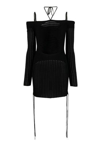 ANDREĀDAMO ribbed-knit mini dress - Nero