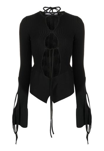 ANDREĀDAMO cut-out ribbed top - Nero