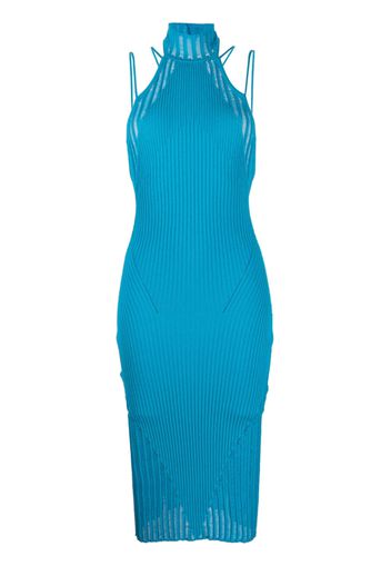 ANDREĀDAMO halterneck knitted midi dress - Blu