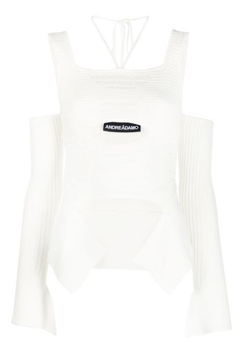 ANDREĀDAMO cut-out detail ribbed knit top - Toni neutri