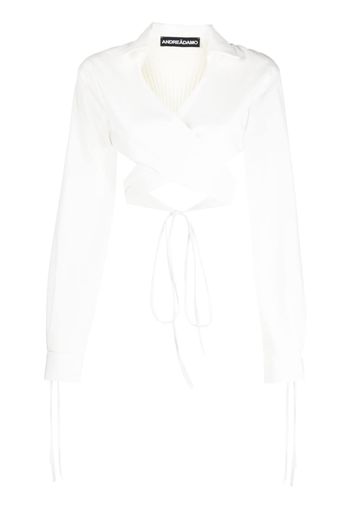 ANDREĀDAMO tied-waist long-sleeve shirt - Bianco