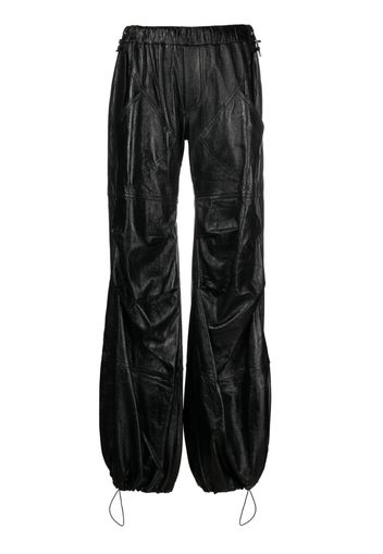 ANDREĀDAMO gathered wide-leg leather trousers - Nero