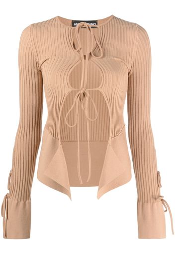 ANDREĀDAMO ribbed-knit long-sleeve top - Toni neutri