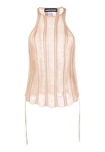 ANDREĀDAMO semi-sheer ladder-stitch tank top - Toni neutri