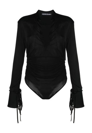 ANDREĀDAMO semi-sheer long-sleeved body - Nero