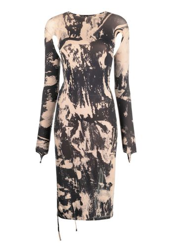 ANDREĀDAMO painterly-print cut-out midi dress - Toni neutri