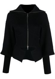 ANDREĀDAMO ribbed-knit zip-up cardigan - Nero