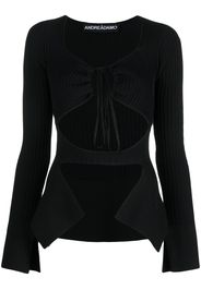 ANDREĀDAMO knitted tie-front top - Nero