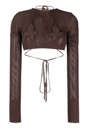 ANDREĀDAMO open-knit crop top - Marrone