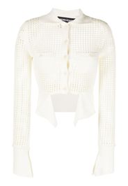 ANDREĀDAMO open-knit panelled cardigan - Bianco