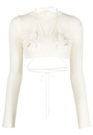 ANDREĀDAMO open-knit crop top - Bianco