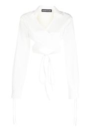 ANDREĀDAMO tied-waist long-sleeve shirt - Bianco