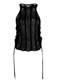 ANDREĀDAMO semi-sheer ladder-stitch tank top - Nero