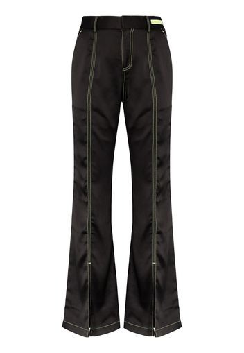 Flared contrast stitch trousers