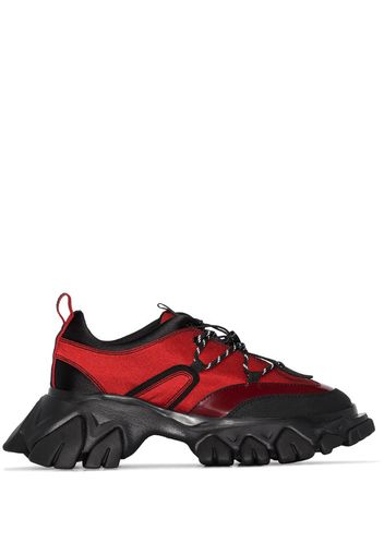 Red and Black Dragon Teeth Low Top Sneakers