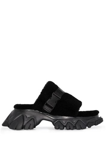 Black Wool Dragon Teeth Open-toe Sandals