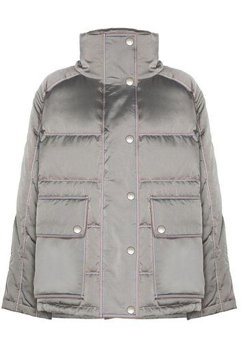 metallic padded puffer jacket