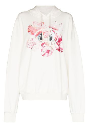 Angel Chen floral-print oversized hoodie - Bianco