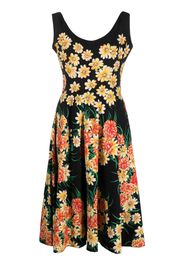 A.N.G.E.L.O. Vintage Cult Abito midi svasato a fiori anni '50 - Nero