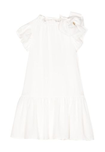 Angel's Face bow-detail ruffled dress - Bianco