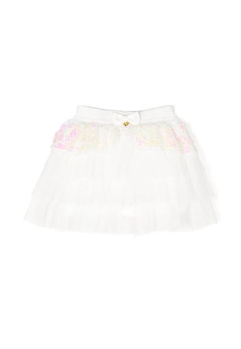 Angel's Face bow-detail sequin-embellished skirt - Bianco