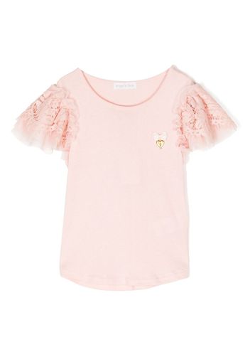 Angel's Face Larisa lace-sleeve T-shirt - Rosa