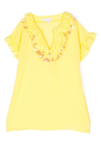 Angel's Face Irena sequin-embellished ruffled blouse - Giallo