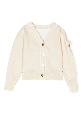 Angel's Face bow-detailing metallic-finish cardigan - Oro