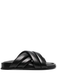 ANINE BING Lizzie leather cross-strap slides - Nero