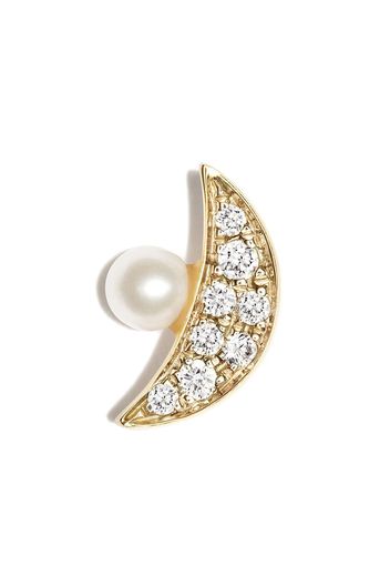 Anissa Kermiche 9kt yellow gold Moon diamond and pearl earring - Oro