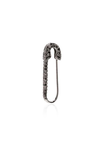 18kt black gold safety pin diamond earring