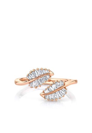 Anita Ko 18kt rose gold small diamond palm leaf ring - Rosa