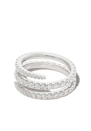 Anita Ko 18kt white gold diamond coil ring - Argento