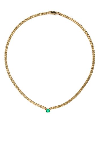 Anita Ko 18kt yellow gold small Cuban link emerald necklace - Oro