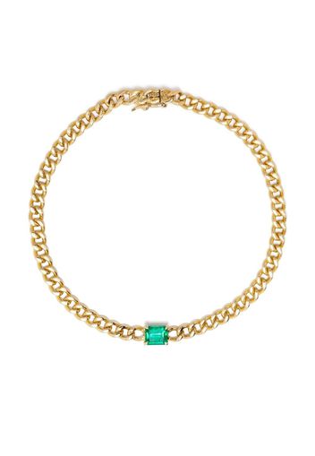 Anita Ko 18kt yellow gold small cuban link emerald bracelet - Oro