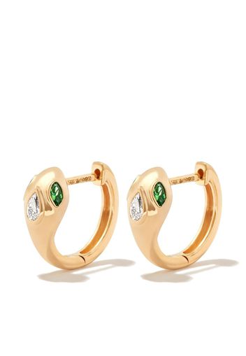 Anita Ko 18kt yellow gold Snake diamond and emerald huggie hoops - Oro