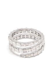 Anita Ko 18kt white gold three row baguette diamond coil ring - Argento