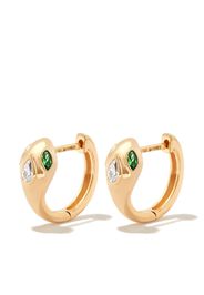 Anita Ko 18kt yellow gold Snake diamond and emerald huggie hoops - Oro