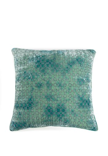 Anke Drechsel geometric-embroidery silk-velvet cushion - Verde
