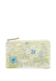 Anke Drechsel floral-embroidered silk-velvet purse - Verde