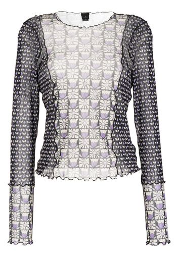 Anna Sui patchwork semi-sheer top - Multicolore