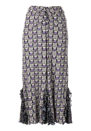 Anna Sui ruched floral-print midi skirt - Multicolore