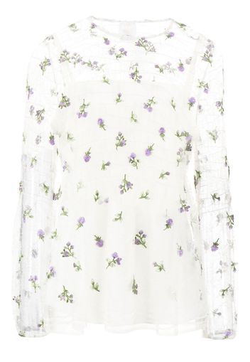 Anna Sui sheer floral-embroidered blouse - Bianco