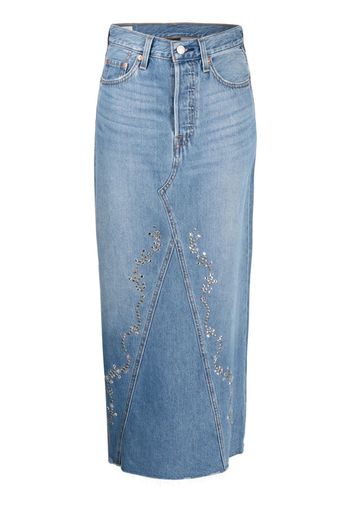 Anna Sui stud-detail midi denim skirt - Blu