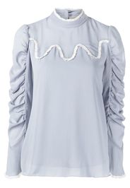 Anna Sui ruched lace-trim top - Blu